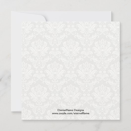 Einladung der Black Damask Wedding Monogram (Vorderseite)