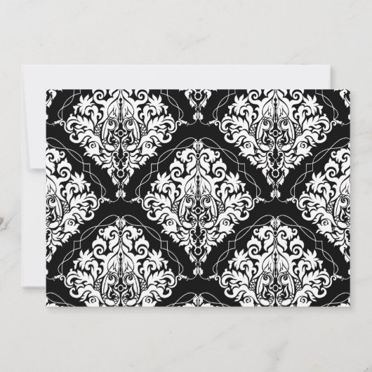 Einladung der Black Elegant Damask Engagement Part (Rückseite)