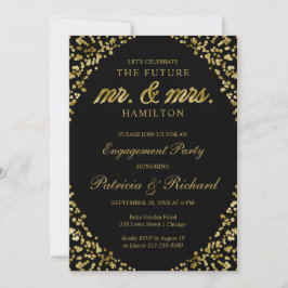 Einladung der Black Gold Confetti-Engagement-Parte