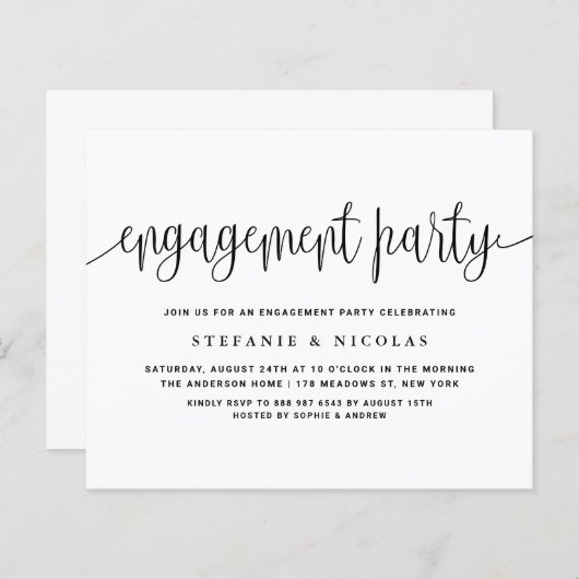 Einladung der Black Hübsch Calligraphy Engagement  (Vorne/Hinten)