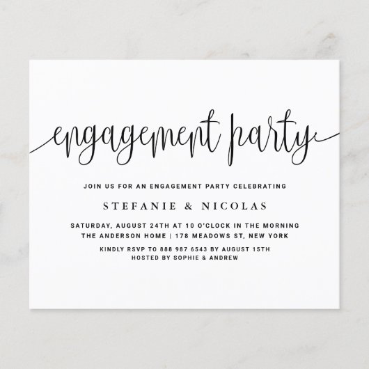 Einladung der Black Hübsch Calligraphy Engagement  (Vorderseite)