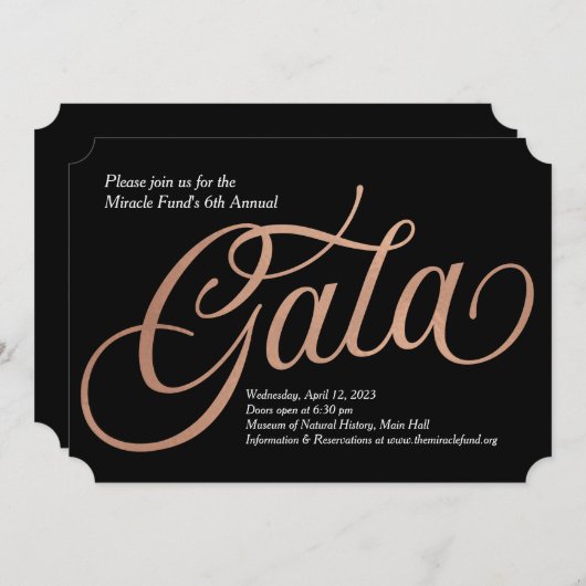 Einladung der Black Krawatte Gala (Vorne/Hinten)