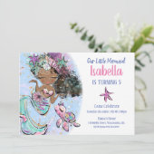 Einladung der Black Mermaid Birthday Party (Stehend Vorderseite)