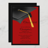 Einladung der Black Red Grad Graduation Party (Vorne/Hinten)