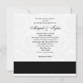 Einladung der Black Wedding Monogram Damask (Rückseite)