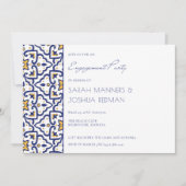 Einladung der Blaue Marokkanische Tile-Engagement- (Vorderseite)