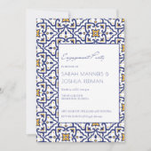 Einladung der Blaue Marokkanische Tile-Engagement- (Vorderseite)