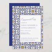 Einladung der Blaue Marokkanische Tile-Engagement- (Vorne/Hinten)