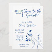 Einladung der Blauen Absolventin der Hand (Vorne/Hinten)