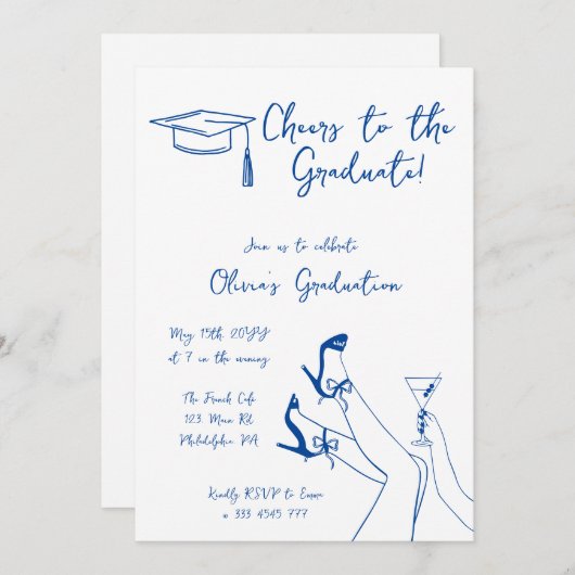 Einladung der Blauen Absolventin der Hand (Vorne/Hinten)