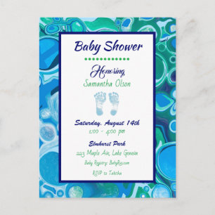 Einladung der Blue and Green Boy's Baby Shower Postkarte