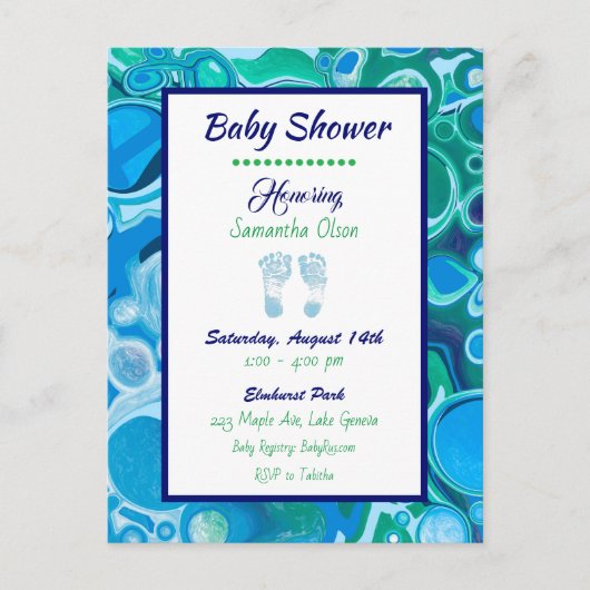 Einladung der Blue and Green Boy's Baby Shower Postkarte (Vorderseite)