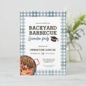 Einladung der Blue Backyard GRILLEN Graduation Par (Stehend Vorderseite)
