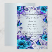 Einladung der Blue Floral and Butterfly Engagement (Vorne/Hinten)