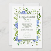 Einladung der "Blue Hydrangeas Engagement Party" (Vorderseite)