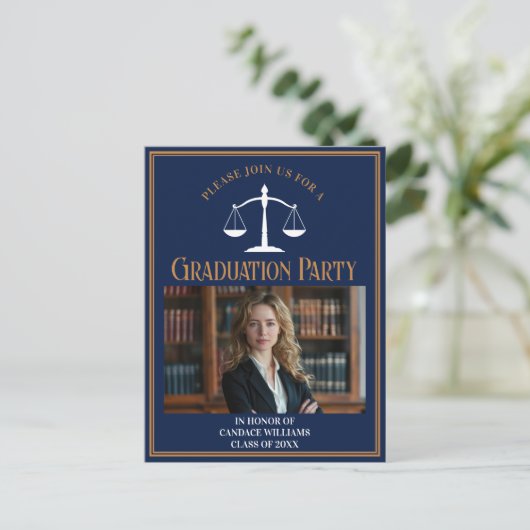 Einladung der Blue Law School Postkarte (Stehend Vorderseite)