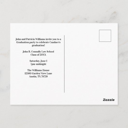 Einladung der Blue Law School Postkarte (Rückseite)