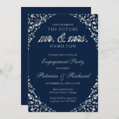 Einladung der Blue Silver Confetti Engagement Part (Vorne/Hinten)