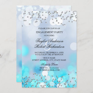 Einladung der Blue Sparkle Lights Engagement Party
