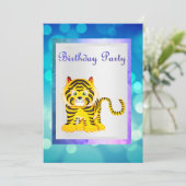 EINLADUNG DER Blue tiger BIRTHDAY PARTY (Stehend Vorderseite)