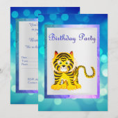 EINLADUNG DER Blue tiger BIRTHDAY PARTY (Vorne/Hinten)