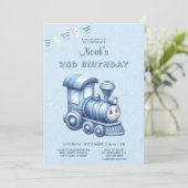 Einladung der Blue Train Birthday Party (Stehend Vorderseite)