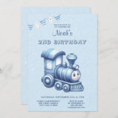 Einladung der Blue Train Birthday Party (Vorne/Hinten)