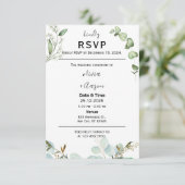 Einladung der Boho Greenery RSVP Card (Stehend Vorderseite)