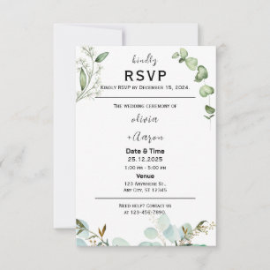 Einladung der Boho Greenery RSVP Card