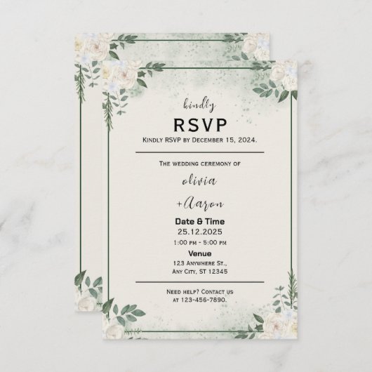 Einladung der Boho Greenery RSVP Card (Vorne/Hinten)