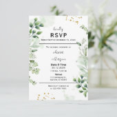 Einladung der Boho Greenery RSVP Card (Stehend Vorderseite)