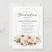 Einladung der Boho Script Floral Graduation Party (Vorderseite)