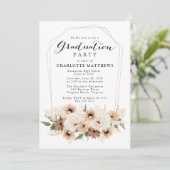 Einladung der Boho Script Floral Graduation Party (Stehend Vorderseite)