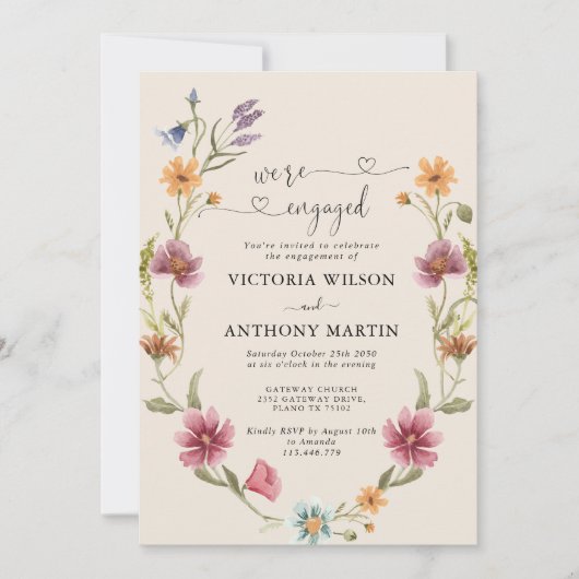 Einladung der boho Wildblume (Vorderseite)