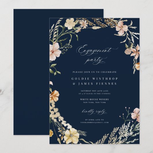 Einladung der boho Wildblume (Vorne/Hinten)