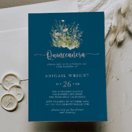 Einladung der Boho Wildblume Navy Quinceañera