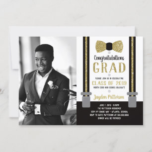 Einladung der Bow Krawatte Graduation Party, Black