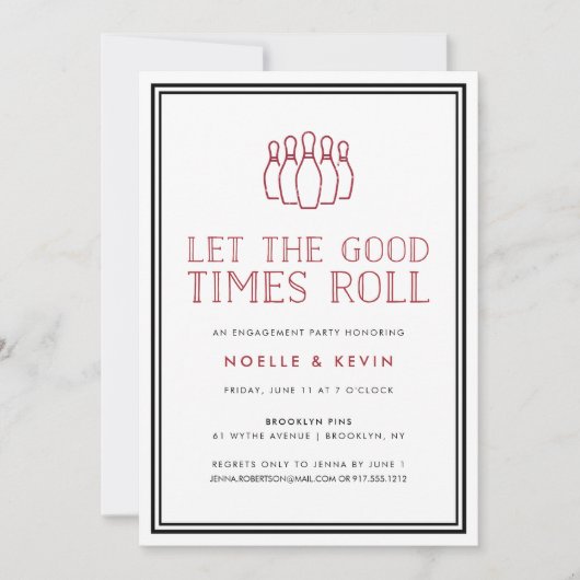 Einladung der Bowling-Buttone (Vorderseite)