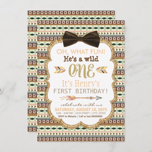 Einladung der Boys Tribal Erstgeburt (Vorne/Hinten)