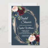 Einladung der Brauerei Burgund, Navy & Gold Bridal (Vorderseite)