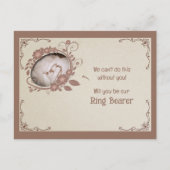 Einladung der Braunen und Tan Floral Ring Träger (Vorderseite)