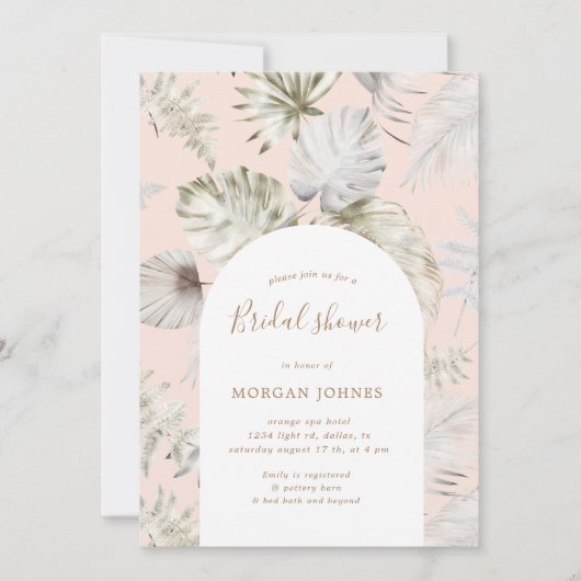 Einladung der Brautdusche aus Silver Tropical Foli (Vorderseite)