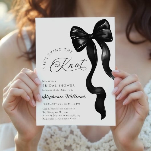Einladung der Brautdusche "Black Bow Ribbon Bridal