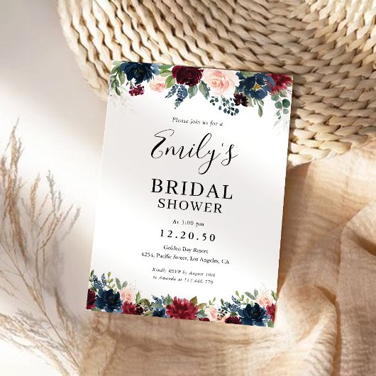 Einladung der Brautdusche Burgund und der Marine