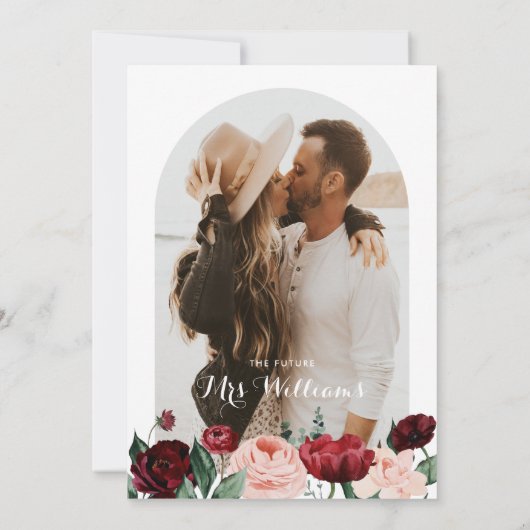 Einladung der Brautdusche Burgundy Arch (Rückseite)