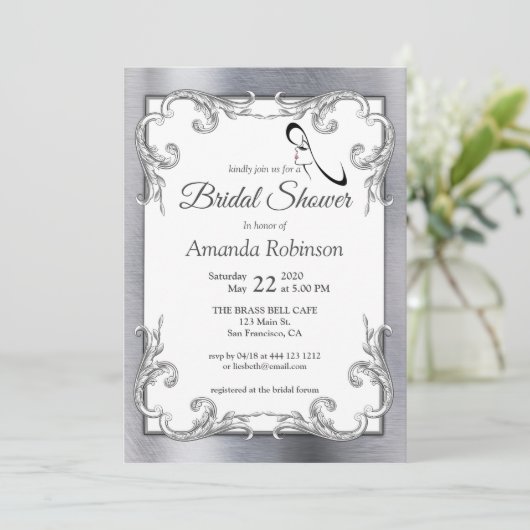 Einladung der Brautdusche Foil-Gold-Silver (Stehend Vorderseite)