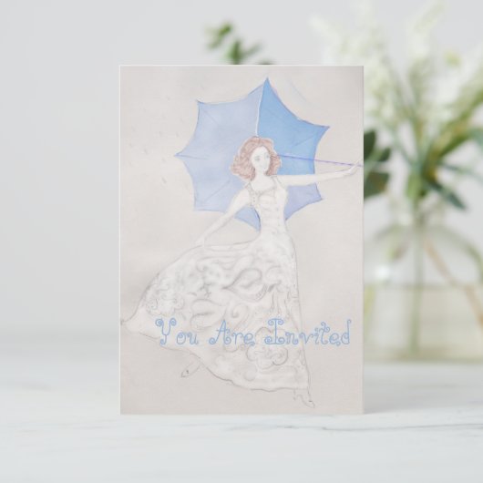 Einladung der Brautdusche mit Handzeichnung (Stehend Vorderseite)