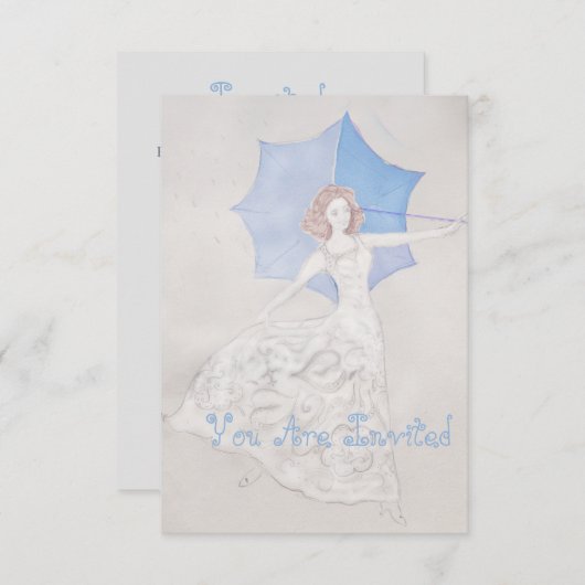 Einladung der Brautdusche mit Handzeichnung (Vorne/Hinten)