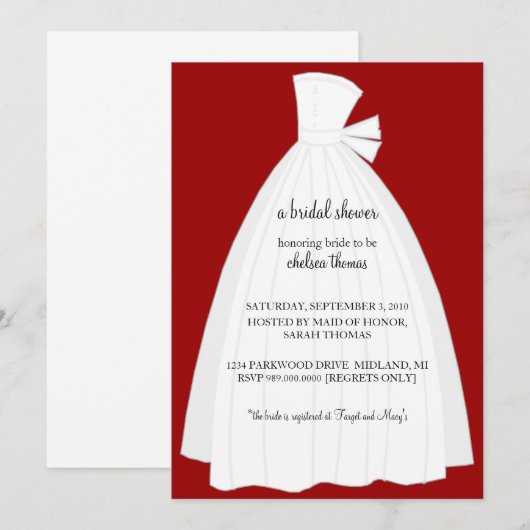 Einladung der Brautdusche {Rot} (Vorne/Hinten)