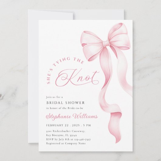 Einladung der Brautdusche von Rosa Bow (Vorderseite)